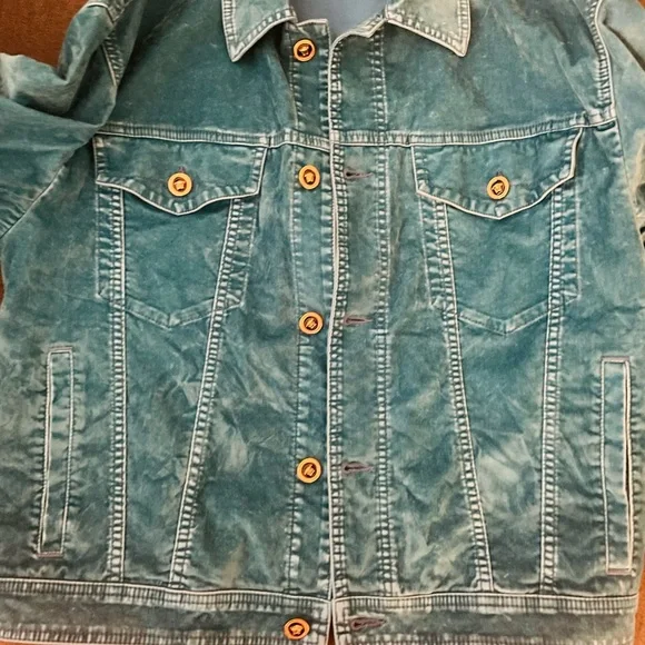 versace velvet- suede jean jacket size 48/M - Picture 3 of 7